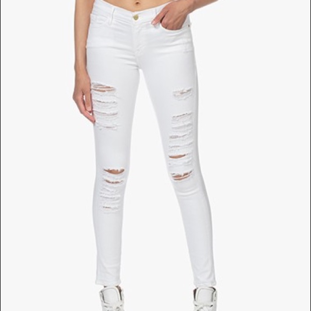 White Ripped Frame Jeans sz 25